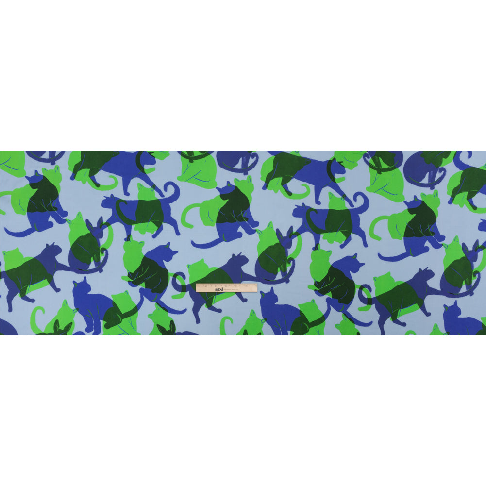 Mood Exclusive Blue Lazy Caturday Viscose Crepe Drape Mood Exclusive Blue Lazy Caturday Viscose Crepe Drape