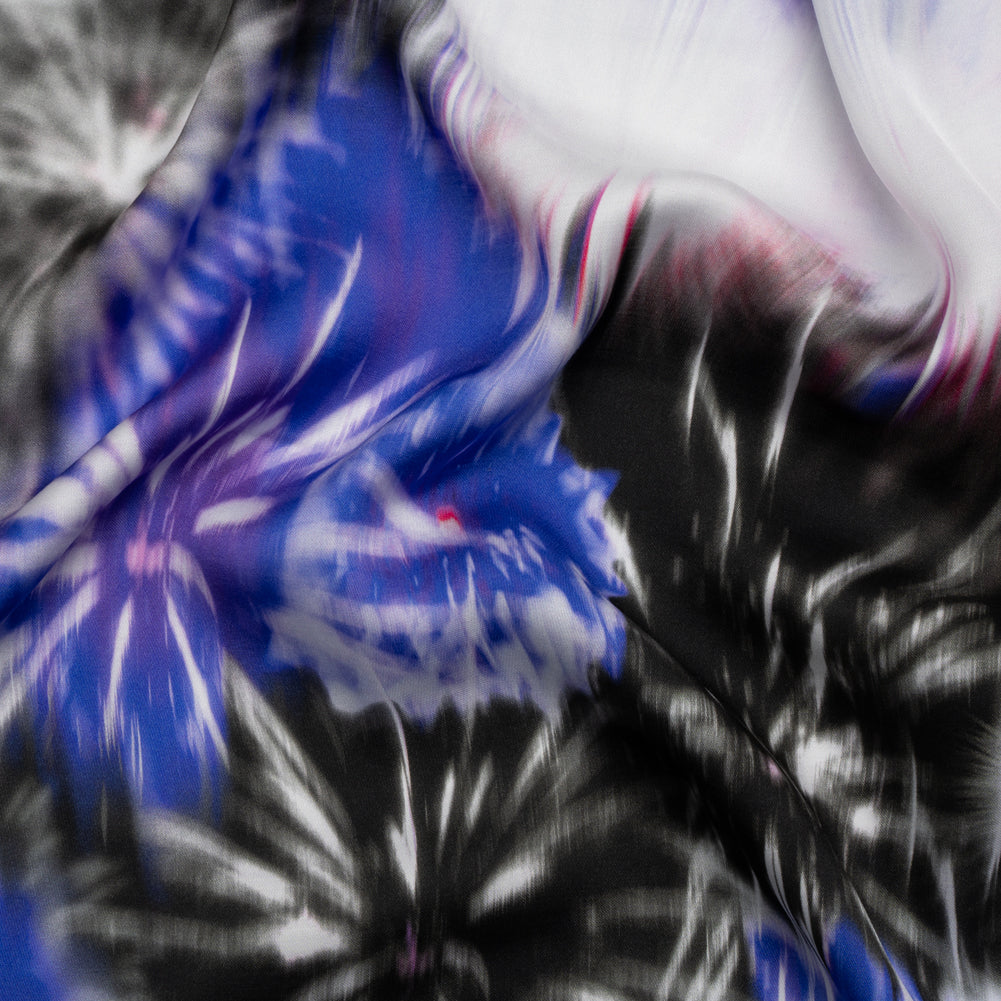 Sustainable and Recycled Viscose Satin Print - Blue and Black Fireworks - Mood Exclusive Skyrockets in Flight Sustainable and Recycled Viscose Satin Print - Blue and Black Fireworks - Mood Exclusive Skyrockets in Flight