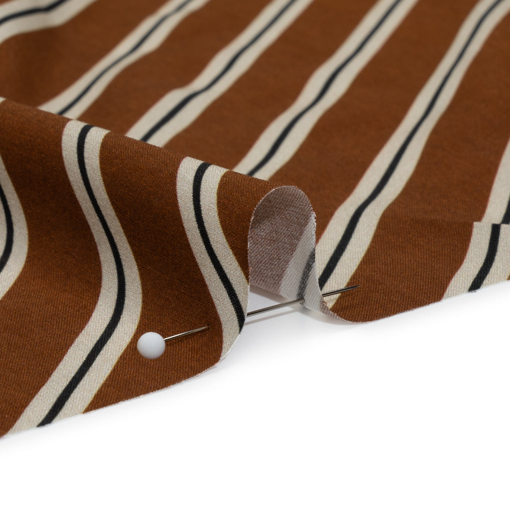 Mood Exclusive Brown Stripe Down Viscose Woven Folded Mood Exclusive Brown Stripe Down Viscose Woven Folded