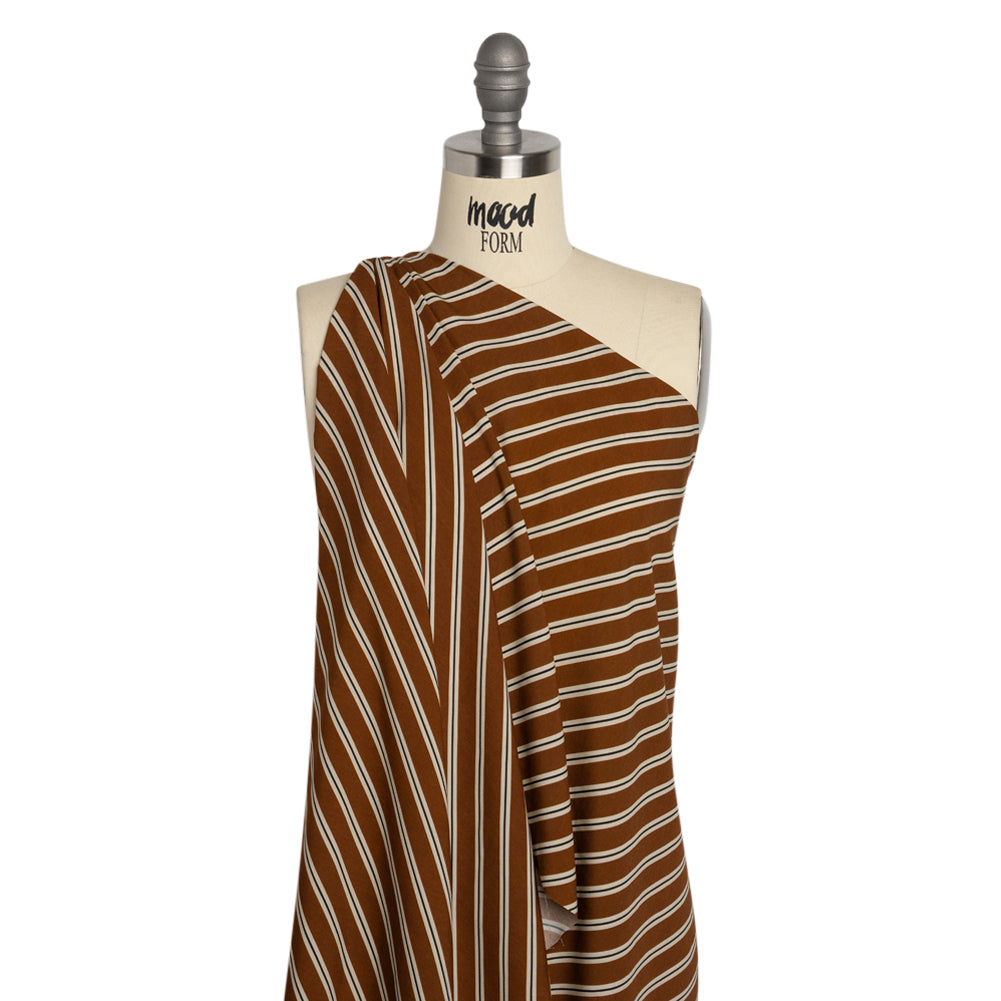 Mood Exclusive Brown Stripe Down Viscose Woven Detail Mood Exclusive Brown Stripe Down Viscose Woven Detail