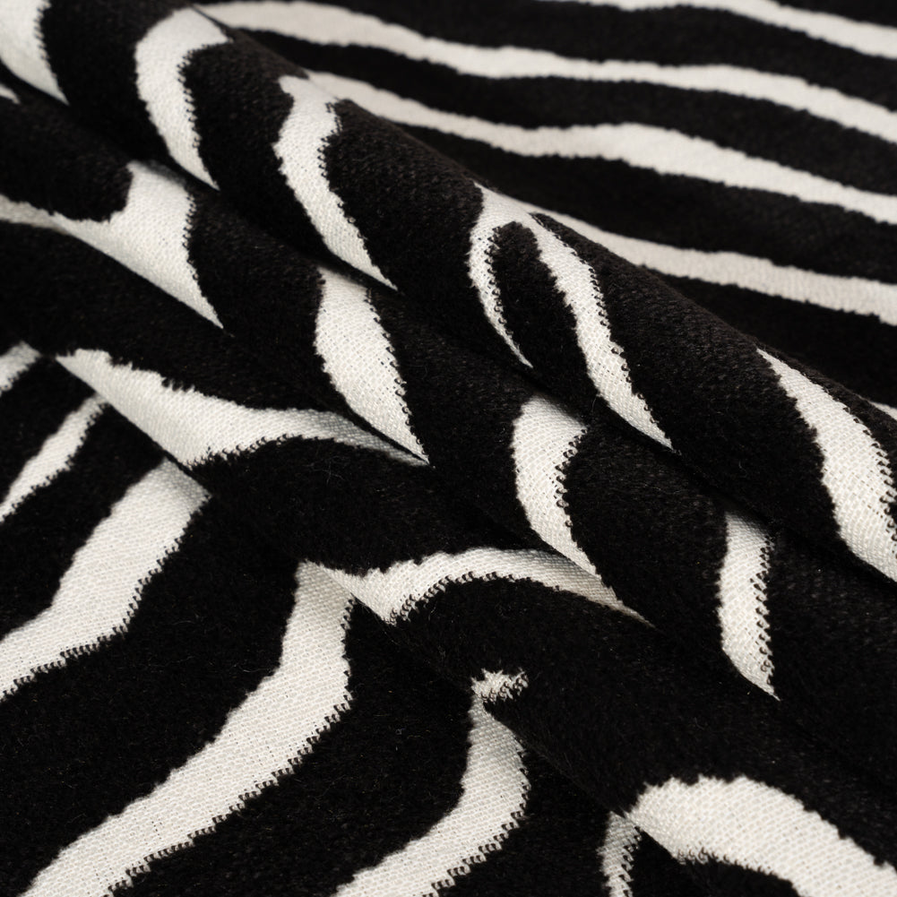 Black and Ivory Zebra Stripes Viscose and Polyester Chenille Upholstery Jacquard Folded Black and Ivory Zebra Stripes Viscose and Polyester Chenille Upholstery Jacquard Folded
