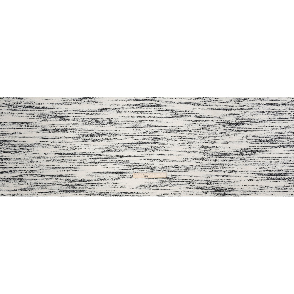 Ivory and Black Striated Wool and Polyester Boucle Full Ivory and Black Striated Wool and Polyester Boucle Full