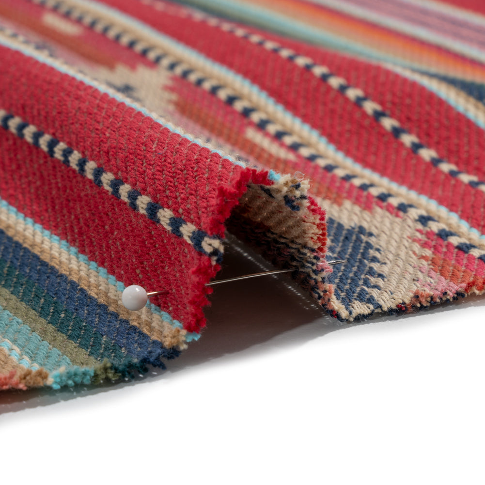 Arizona Berry Spiked Diamonds Southwestern Stripe Cotton Twill - Detail Arizona Berry Spiked Diamonds Southwestern Stripe Cotton Twill - Detail