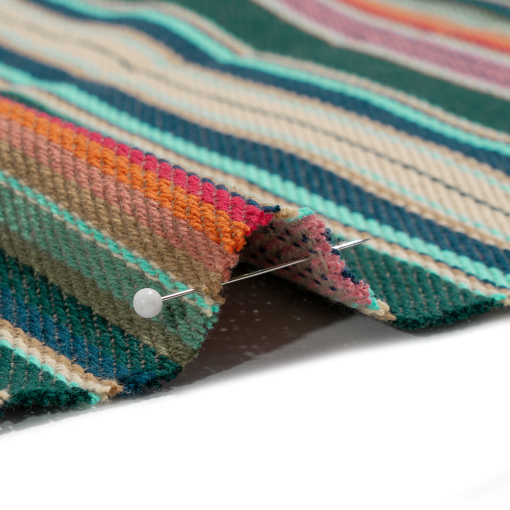 Arizona Teal Spiked Diamonds Southwestern Stripe Cotton Twill - Detail Arizona Teal Spiked Diamonds Southwestern Stripe Cotton Twill - Detail