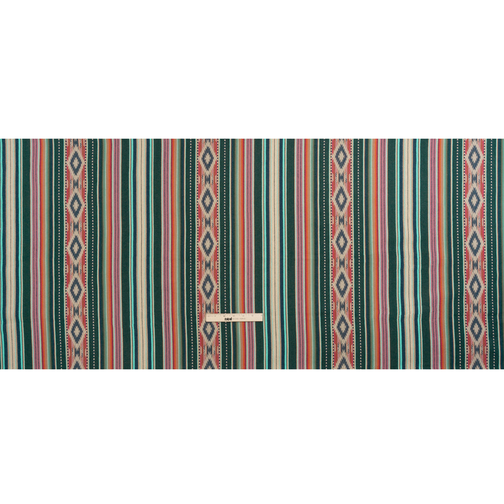 Arizona Teal Spiked Diamonds Southwestern Stripe Cotton Twill - Full Arizona Teal Spiked Diamonds Southwestern Stripe Cotton Twill - Full