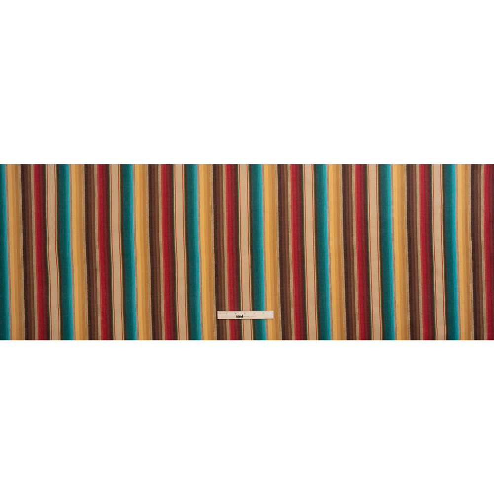 Arizona Red, Yellow Ochre and Turquoise Gradient Stripes Cotton Twill - Full Arizona Red, Yellow Ochre and Turquoise Gradient Stripes Cotton Twill - Full