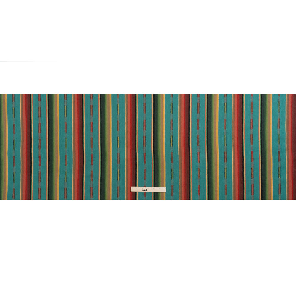 Arizona Turquoise, Red and Green Striped Cotton Twill - Full Arizona Turquoise, Red and Green Striped Cotton Twill - Full