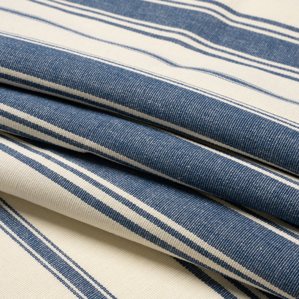 Navy and Cream Striped Cotton Woven Folded Navy and Cream Striped Cotton Woven Folded