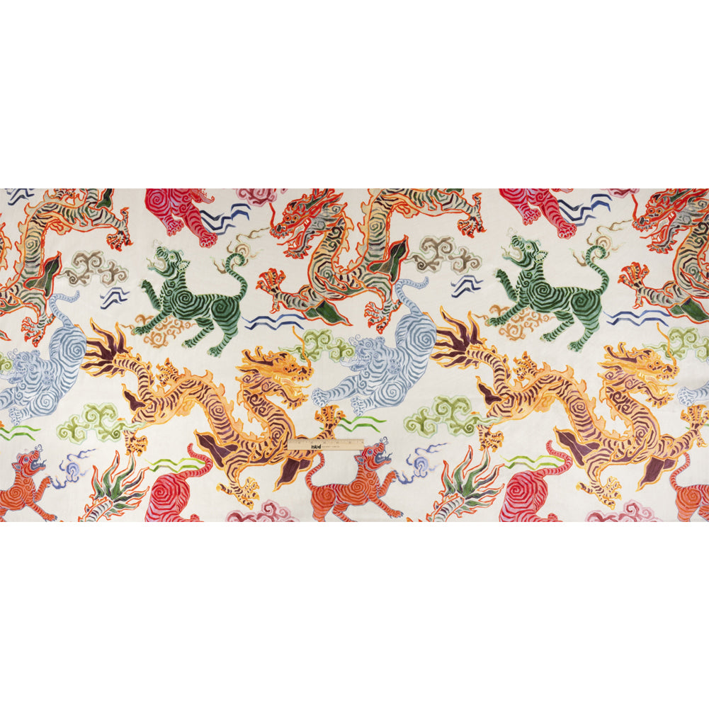 Orange, Red and Green Tigers and Dragons Polyester Velvet Full Orange, Red and Green Tigers and Dragons Polyester Velvet Full