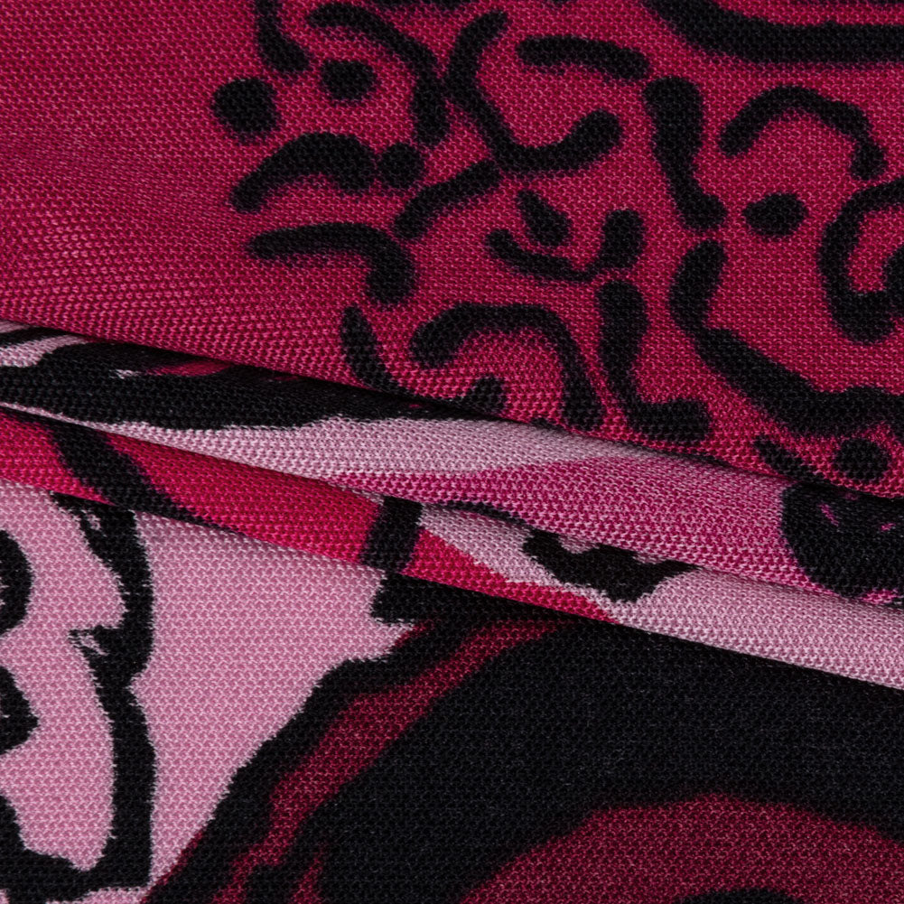 Bubblegum, Fuchsia and Wine Diamonds and Floral Outlines Silk Jersey Full Bubblegum, Fuchsia and Wine Diamonds and Floral Outlines Silk Jersey Full
