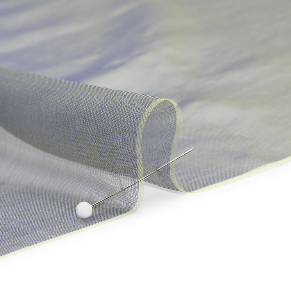 Chiffon-Like Silk Voile - Pale Yellow and Navy Iridescent - Adelaide Collection - Detail Chiffon-Like Silk Voile - Pale Yellow and Navy Iridescent - Adelaide Collection - Detail
