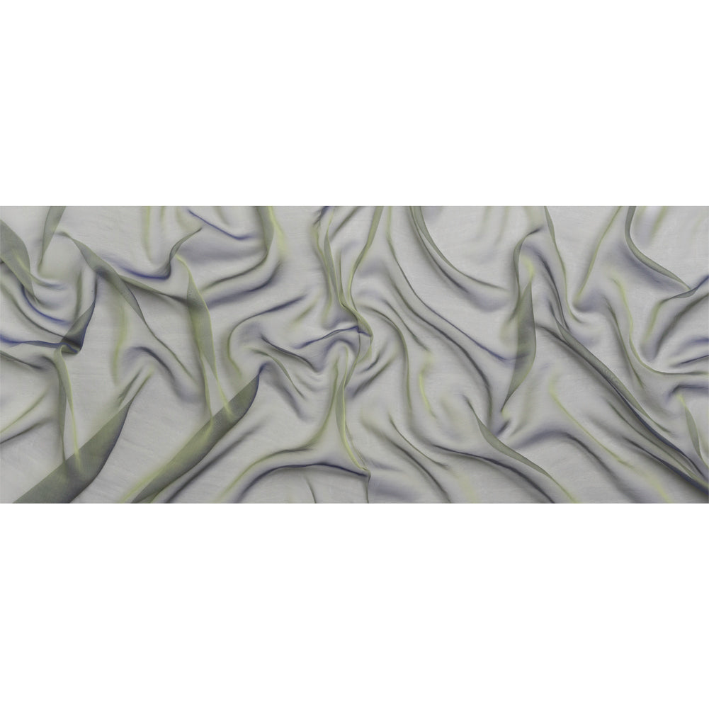 Chiffon-Like Silk Voile - Pale Yellow and Navy Iridescent - Adelaide Collection - Full Chiffon-Like Silk Voile - Pale Yellow and Navy Iridescent - Adelaide Collection - Full