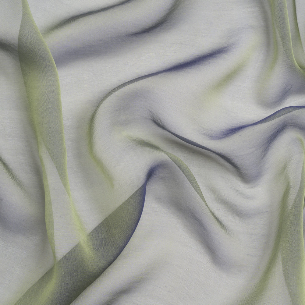 Chiffon-Like Silk Voile - Pale Yellow and Navy Iridescent - Adelaide Collection Chiffon-Like Silk Voile - Pale Yellow and Navy Iridescent - Adelaide Collection
