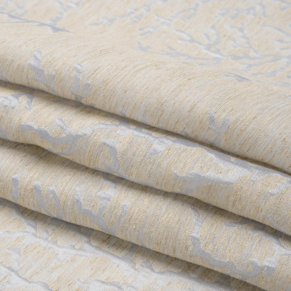 Luminous Baby Blue and Heathered Beige Winter Trees Lightweight Polyester and Linen Brocade - Folded Luminous Baby Blue and Heathered Beige Winter Trees Lightweight Polyester and Linen Brocade - Folded