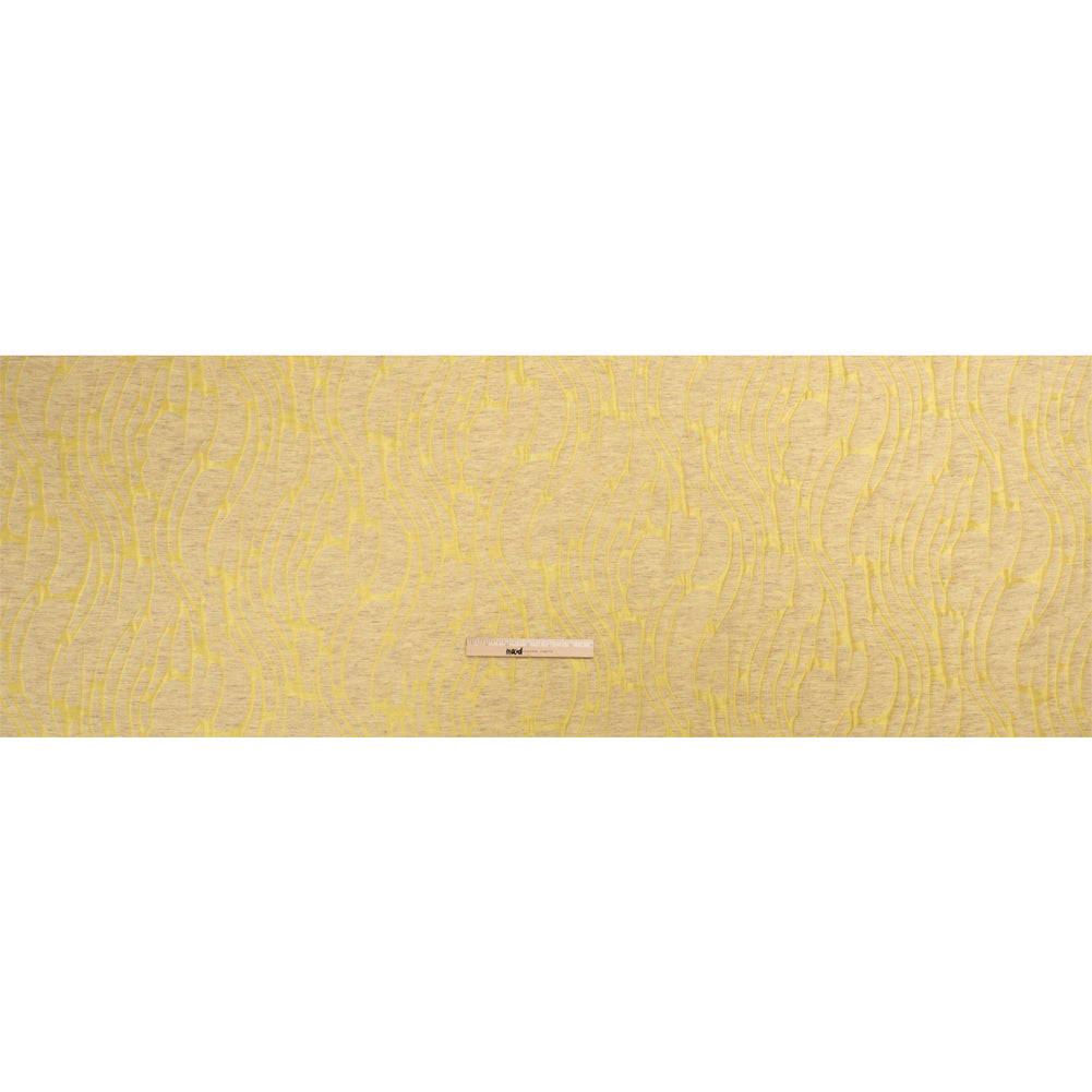 Luminous Yellow and Heathered Beige Ripples Lightweight Polyester and Linen Brocade - Full Luminous Yellow and Heathered Beige Ripples Lightweight Polyester and Linen Brocade - Full