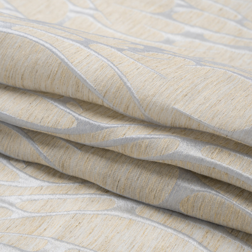 Luminous Baby Blue and Heathered Beige Ripples Lightweight Polyester and Linen Brocade - Folded Luminous Baby Blue and Heathered Beige Ripples Lightweight Polyester and Linen Brocade - Folded