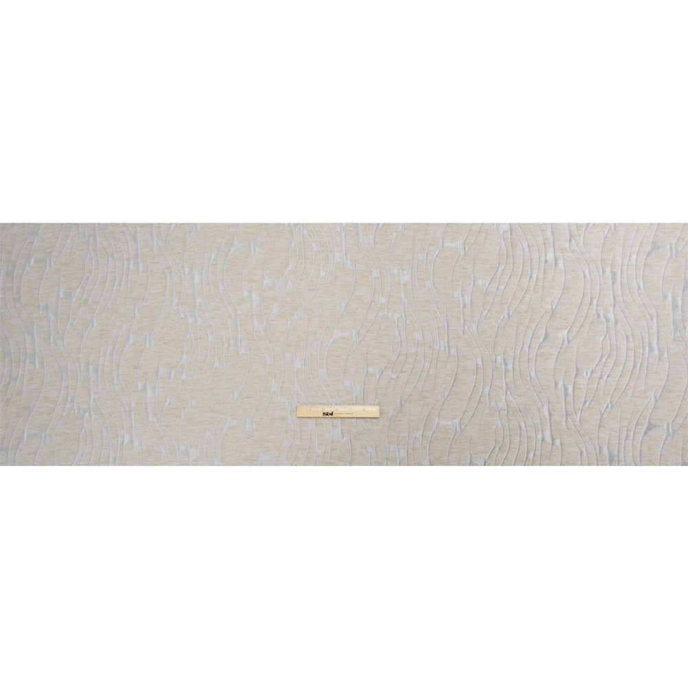 Luminous Baby Blue and Heathered Beige Ripples Lightweight Polyester and Linen Brocade - Full Luminous Baby Blue and Heathered Beige Ripples Lightweight Polyester and Linen Brocade - Full