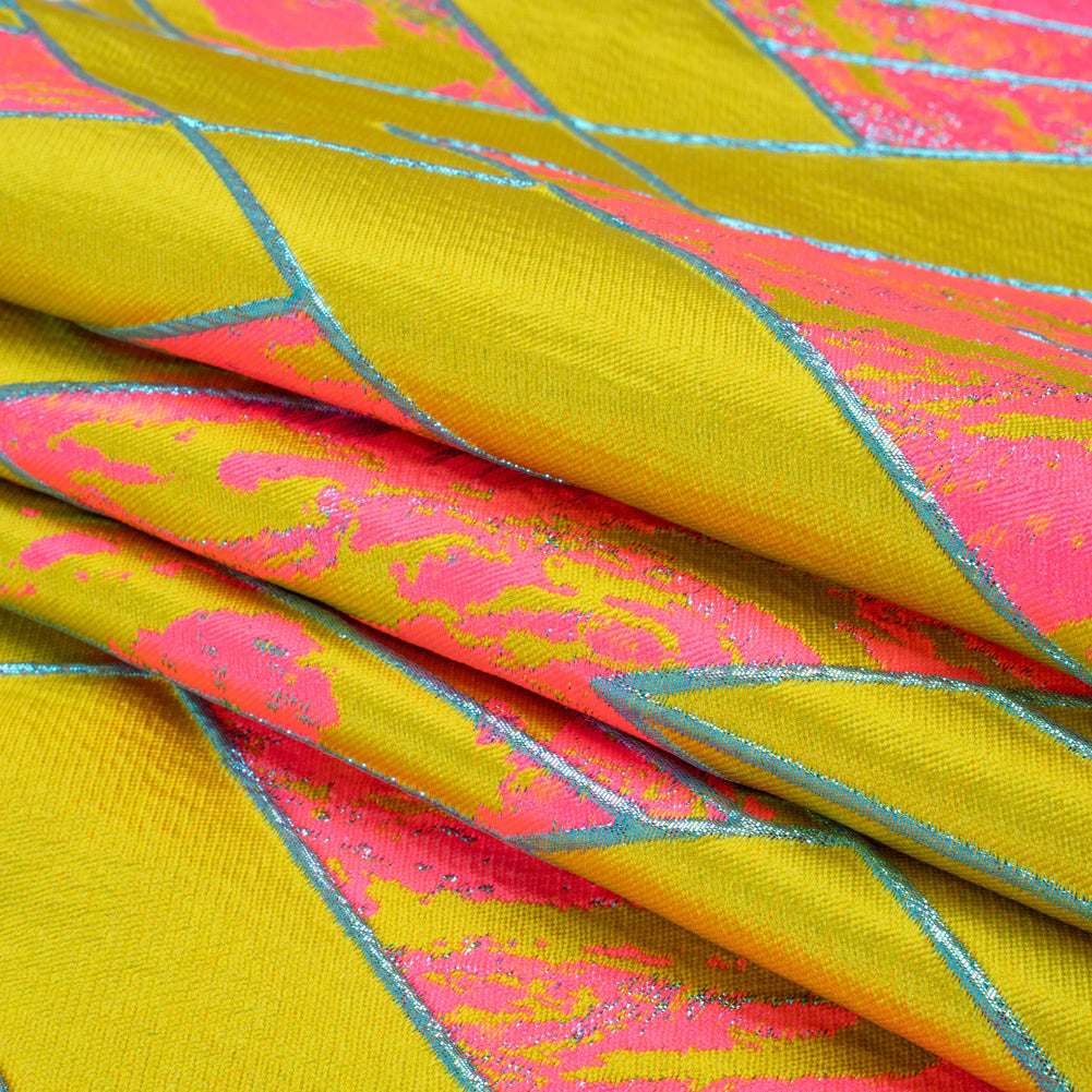 Metallic Sky, Citron and Neon Pink Diamond Dreams Luxury Brocade - Folded Metallic Sky, Citron and Neon Pink Diamond Dreams Luxury Brocade - Folded