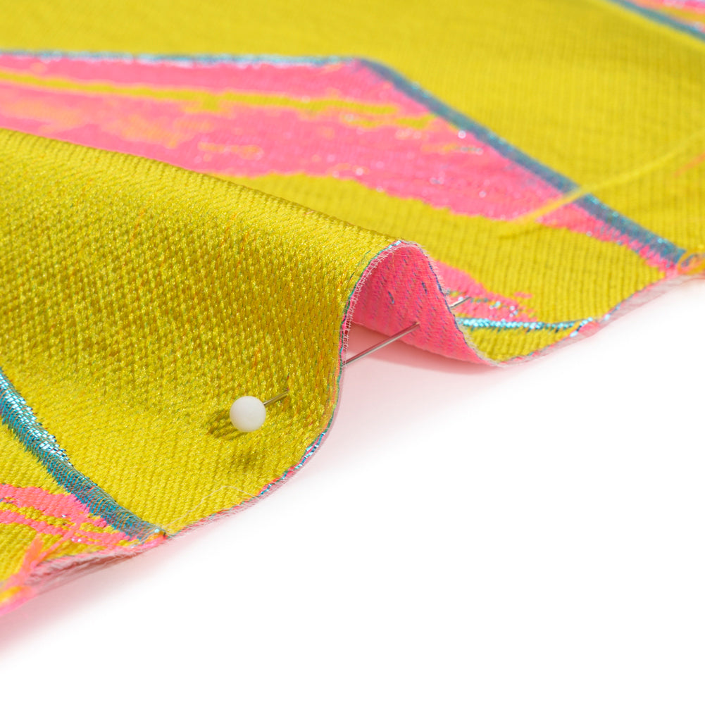 Metallic Sky, Citron and Neon Pink Diamond Dreams Luxury Brocade - Detail Metallic Sky, Citron and Neon Pink Diamond Dreams Luxury Brocade - Detail