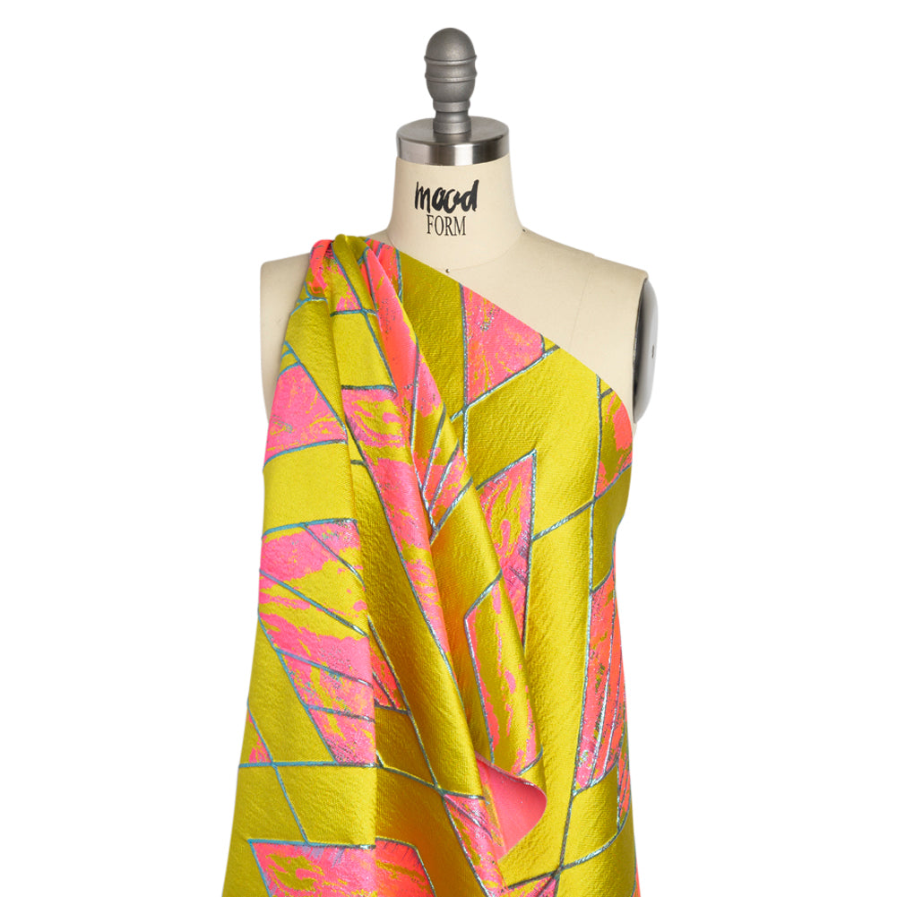 Metallic Sky, Citron and Neon Pink Diamond Dreams Luxury Brocade - Drape Metallic Sky, Citron and Neon Pink Diamond Dreams Luxury Brocade - Drape