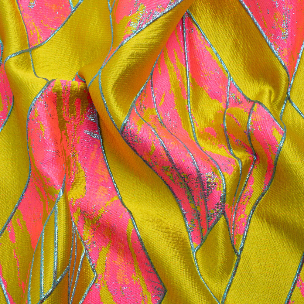 Metallic Sky, Citron and Neon Pink Diamond Dreams Luxury Brocade Metallic Sky, Citron and Neon Pink Diamond Dreams Luxury Brocade