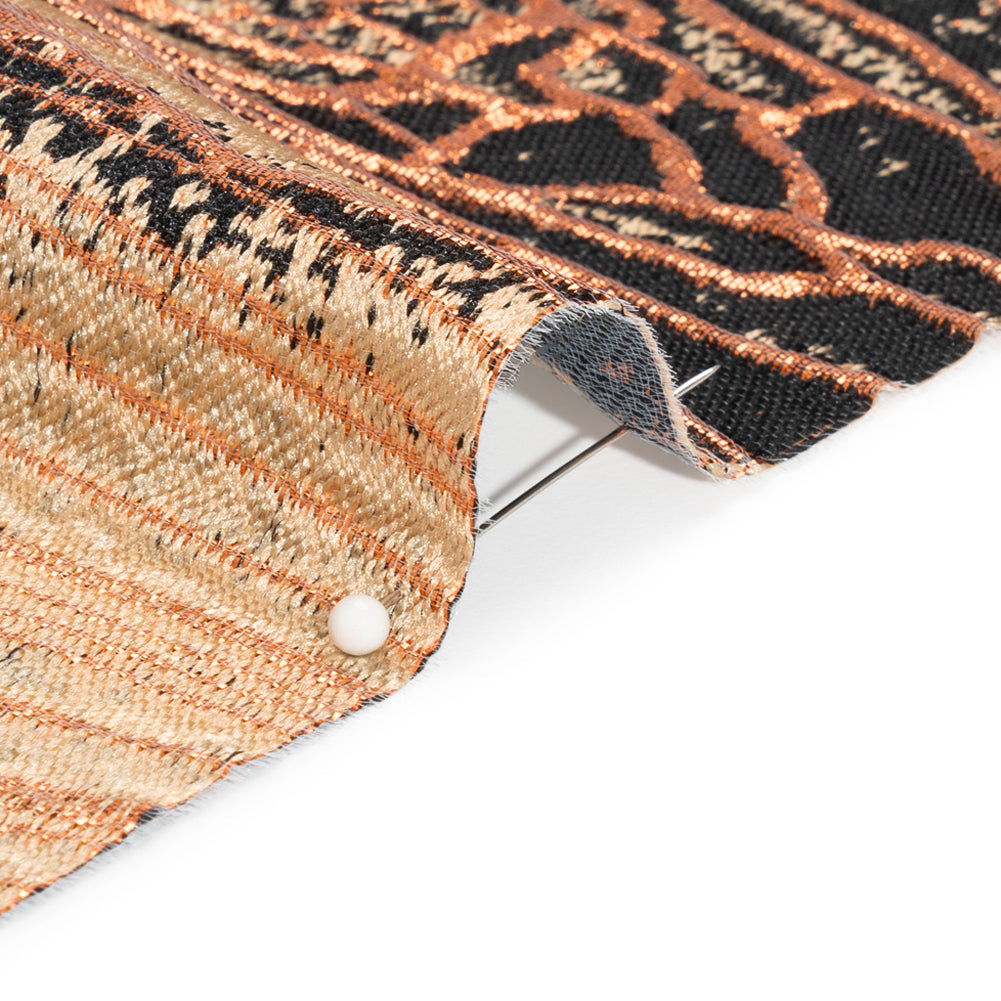 Metallic Copper, Beige and Black Organic Abstractions Luxury Brocade - Detail Metallic Copper, Beige and Black Organic Abstractions Luxury Brocade - Detail