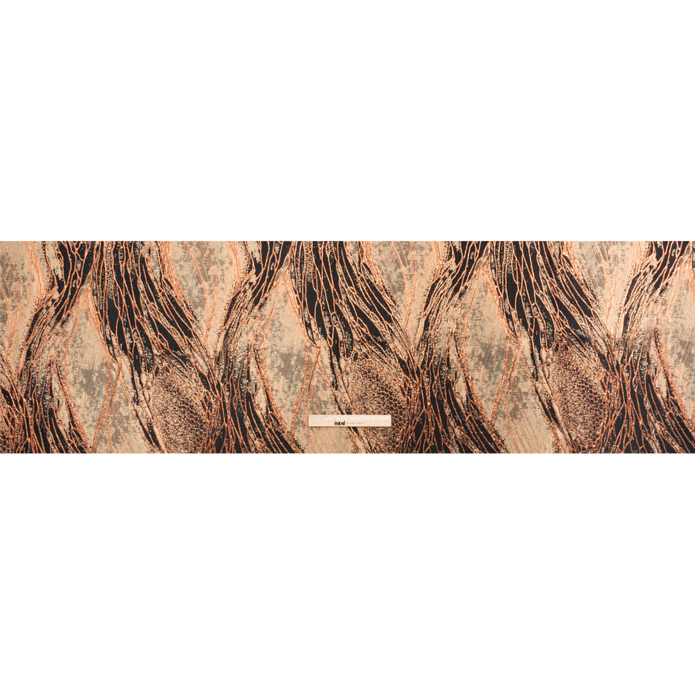 Metallic Copper, Beige and Black Organic Abstractions Luxury Brocade - Full Metallic Copper, Beige and Black Organic Abstractions Luxury Brocade - Full