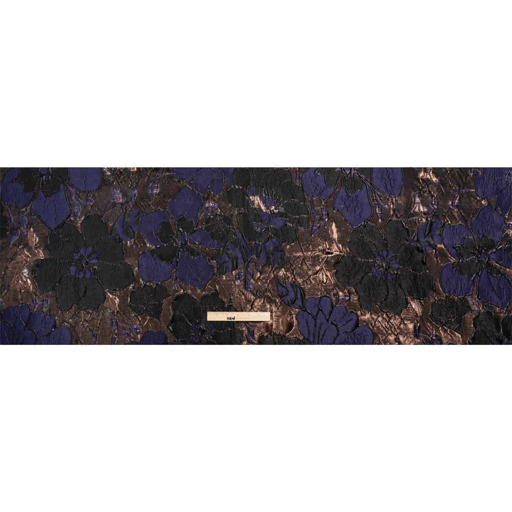 Metallic Rose Gold, Black and Navy Floral Luxury Brocade - Full Metallic Rose Gold, Black and Navy Floral Luxury Brocade - Full