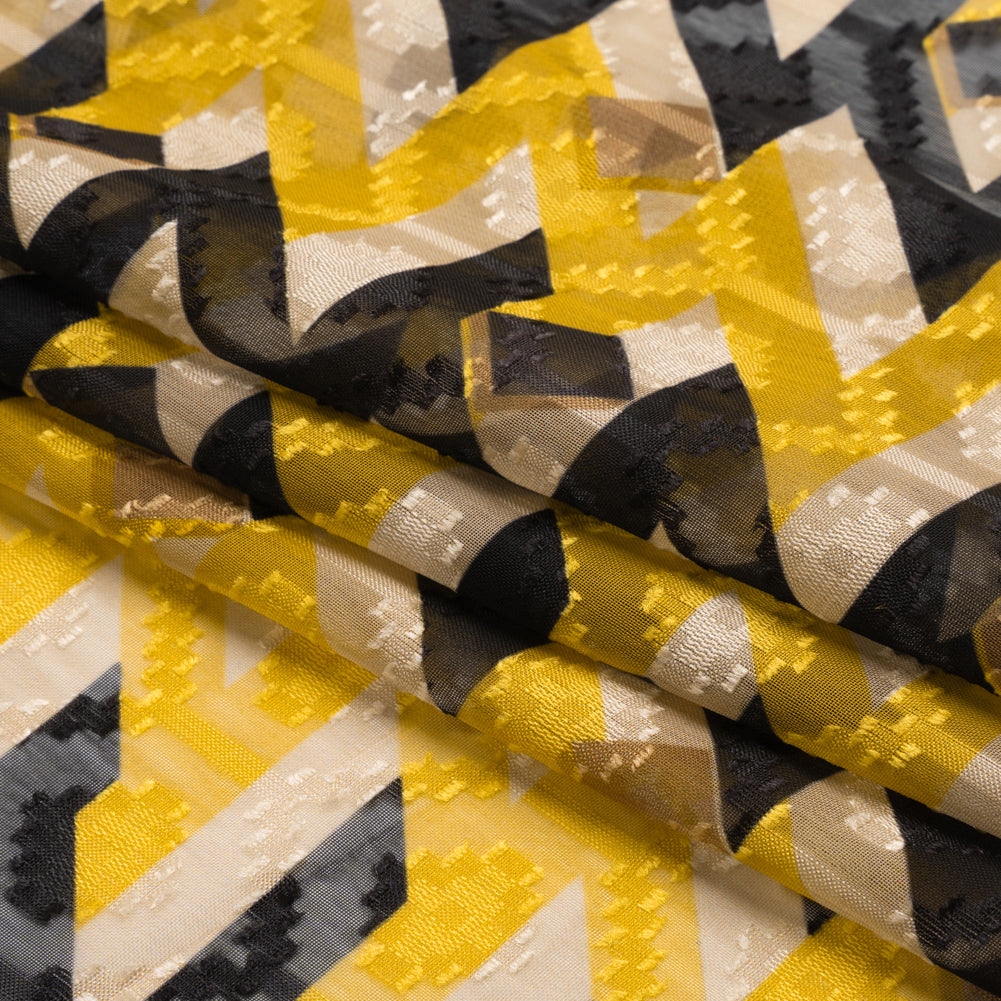 Geometric Burnout Polyester Woven Print - Cream, Yellow and Black Geometric - Mood Exclusive Treasures Untold Full Geometric Burnout Polyester Woven Print - Cream, Yellow and Black Geometric - Mood Exclusive Treasures Untold Full