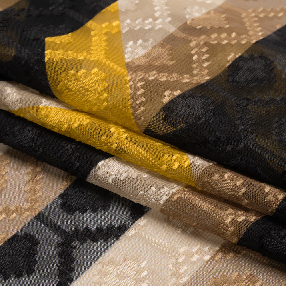 Geometric Burnout Polyester Woven Print - Yellow Hexagon Stripes - Mood Exclusive Archers Cay Full Geometric Burnout Polyester Woven Print - Yellow Hexagon Stripes - Mood Exclusive Archers Cay Full