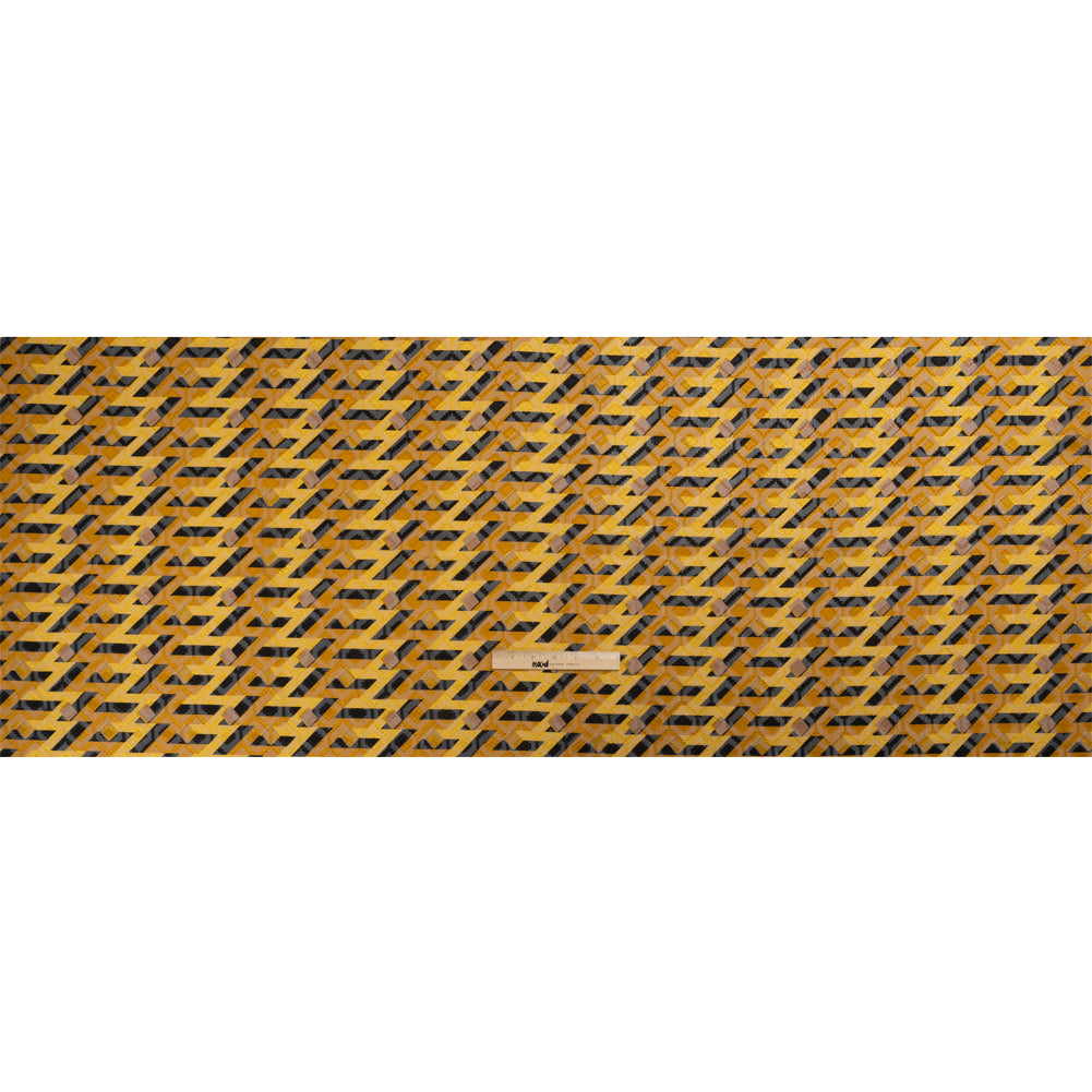 Geometric Burnout Polyester Woven Print - Golden Yellow and Black Geometric - Mood Exclusive Treasures Untold Drape Geometric Burnout Polyester Woven Print - Golden Yellow and Black Geometric - Mood Exclusive Treasures Untold Drape