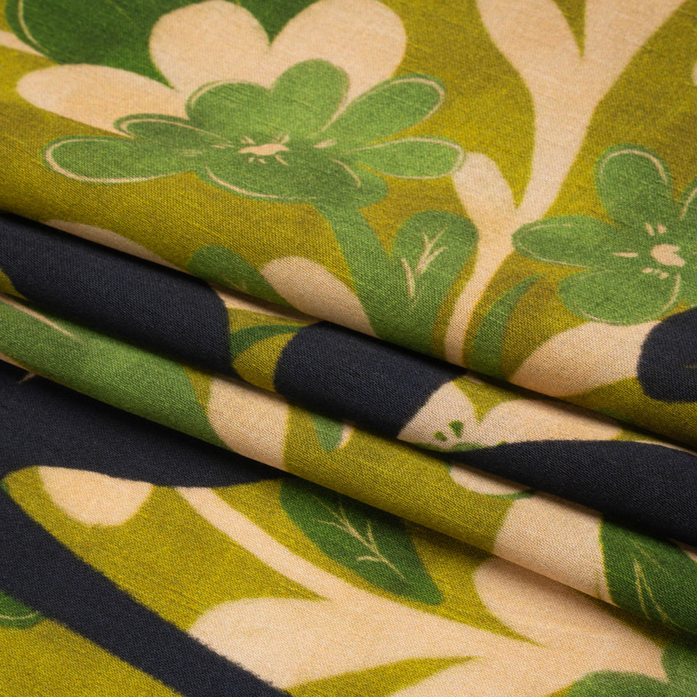Mood Exclusive Green Tree of Life Striped Viscose Dobby Full Mood Exclusive Green Tree of Life Striped Viscose Dobby Full