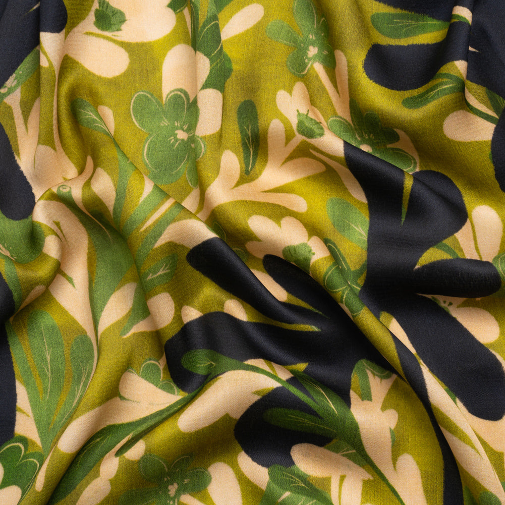 Mood Exclusive Green Tree of Life Striped Viscose Dobby Mood Exclusive Green Tree of Life Striped Viscose Dobby