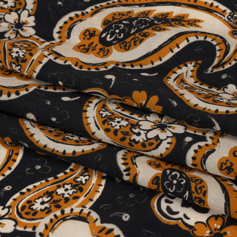 Mood Exclusive Black Here's to Paisley Lightweight Recycled Polyester Crepe Folded Mood Exclusive Black Here's to Paisley Lightweight Recycled Polyester Crepe Folded