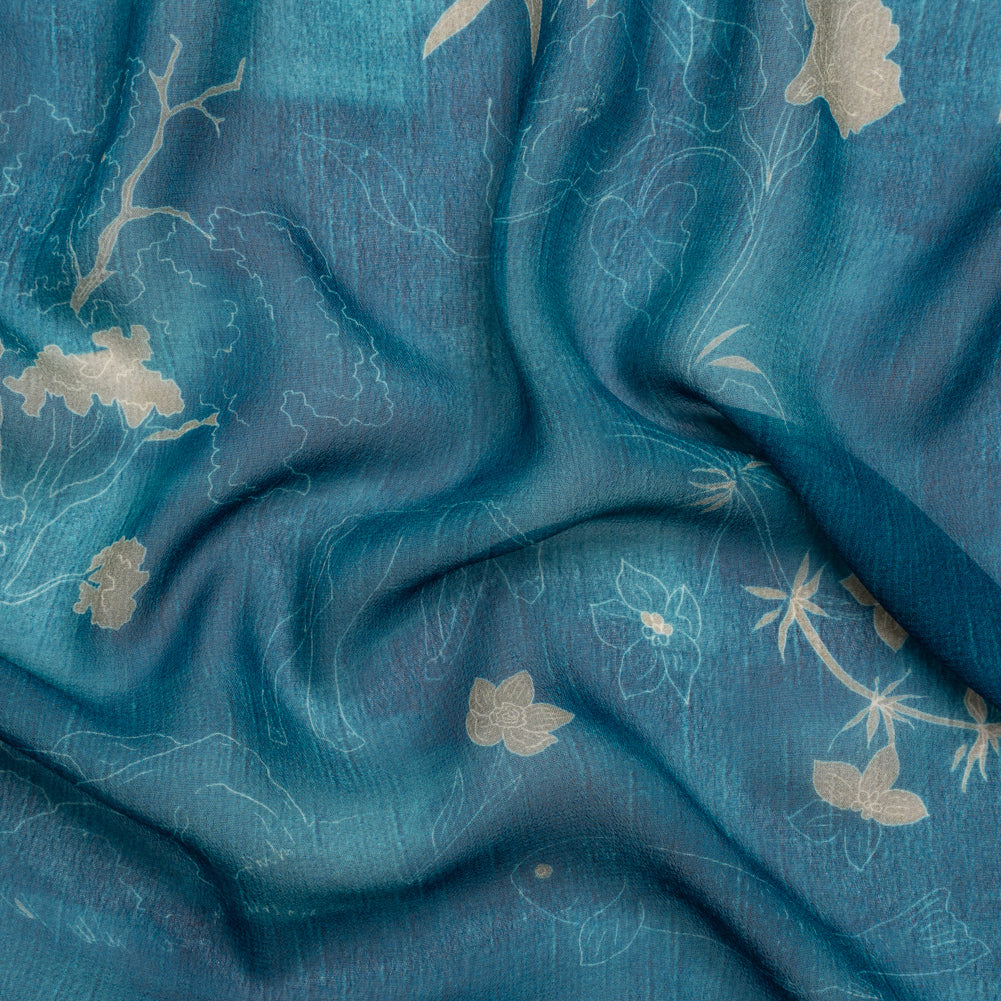Mood Exclusive Indigo Quietly Cascades Viscose Chiffon Mood Exclusive Indigo Quietly Cascades Viscose Chiffon