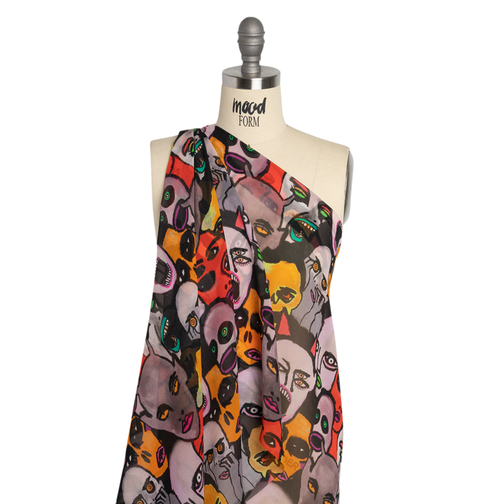 Mood Exclusive Red Nefarious Fiends Viscose Chiffon Detail Mood Exclusive Red Nefarious Fiends Viscose Chiffon Detail