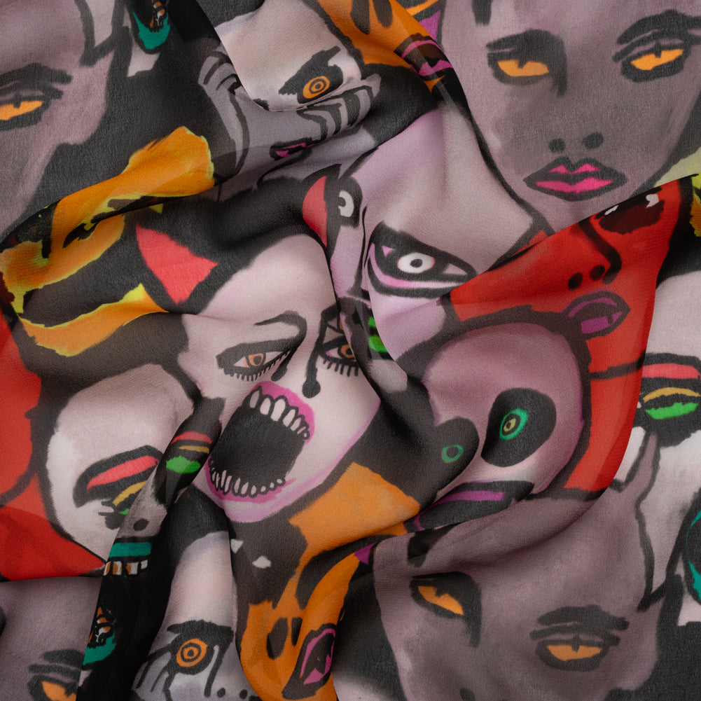 Mood Exclusive Red Nefarious Fiends Viscose Chiffon Mood Exclusive Red Nefarious Fiends Viscose Chiffon
