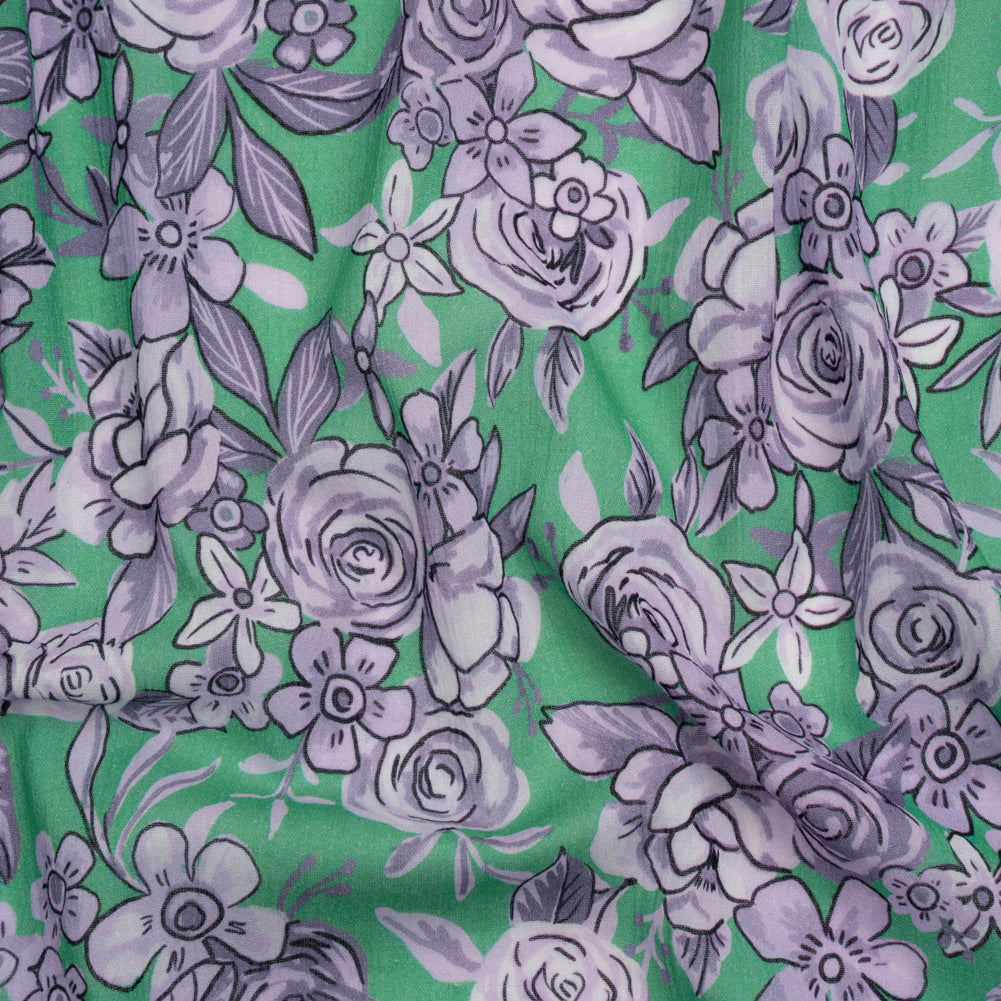 Crinkled Cotton Gauzy Woven Print - Lilac and Green Floral - Mood Exclusive Floral Farewell Crinkled Cotton Gauzy Woven Print - Lilac and Green Floral - Mood Exclusive Floral Farewell