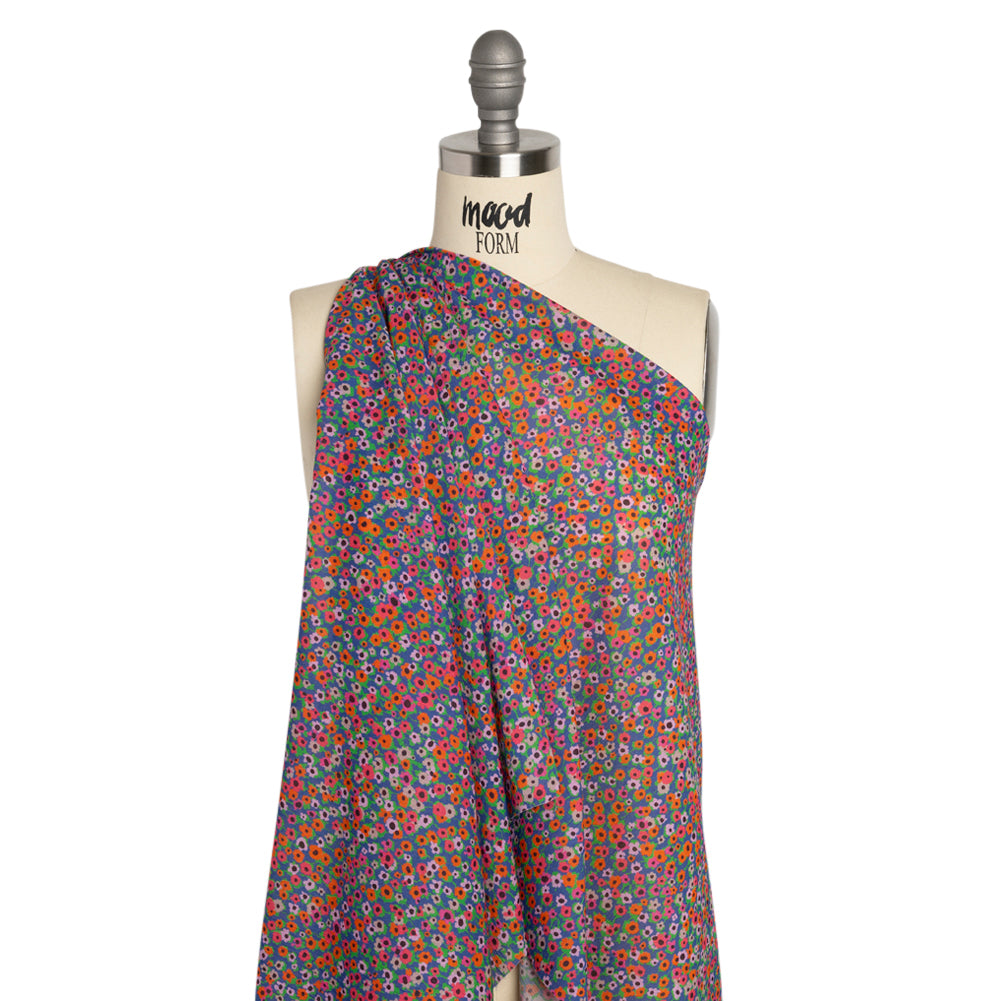Crinkled Cotton Gauzy Woven Print - Hot Pink, Orange and Blue Floral - Mood Exclusive Bed of Begonias Drape Crinkled Cotton Gauzy Woven Print - Hot Pink, Orange and Blue Floral - Mood Exclusive Bed of Begonias Drape