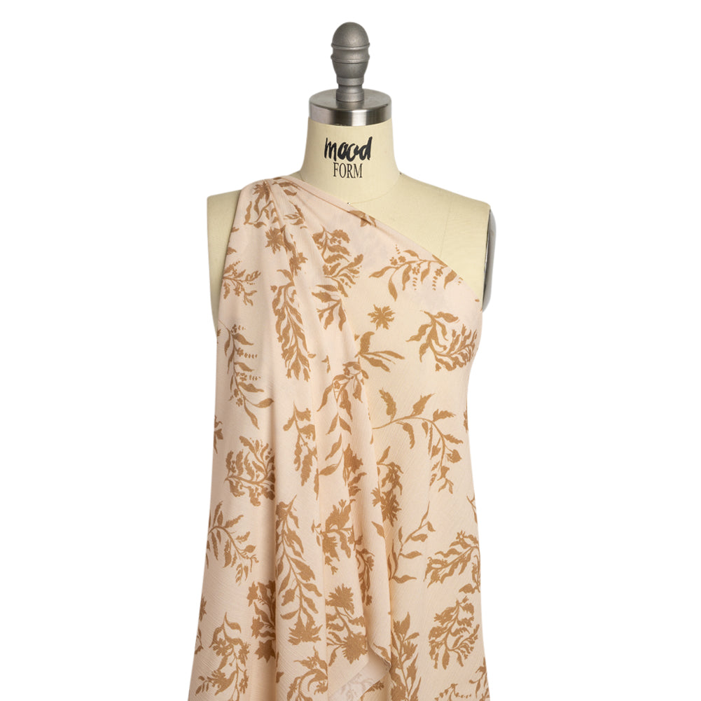 Mood Exclusive Beige Sprouting Sprigs Crinkled Gauzy Viscose Crepe Detail Mood Exclusive Beige Sprouting Sprigs Crinkled Gauzy Viscose Crepe Detail