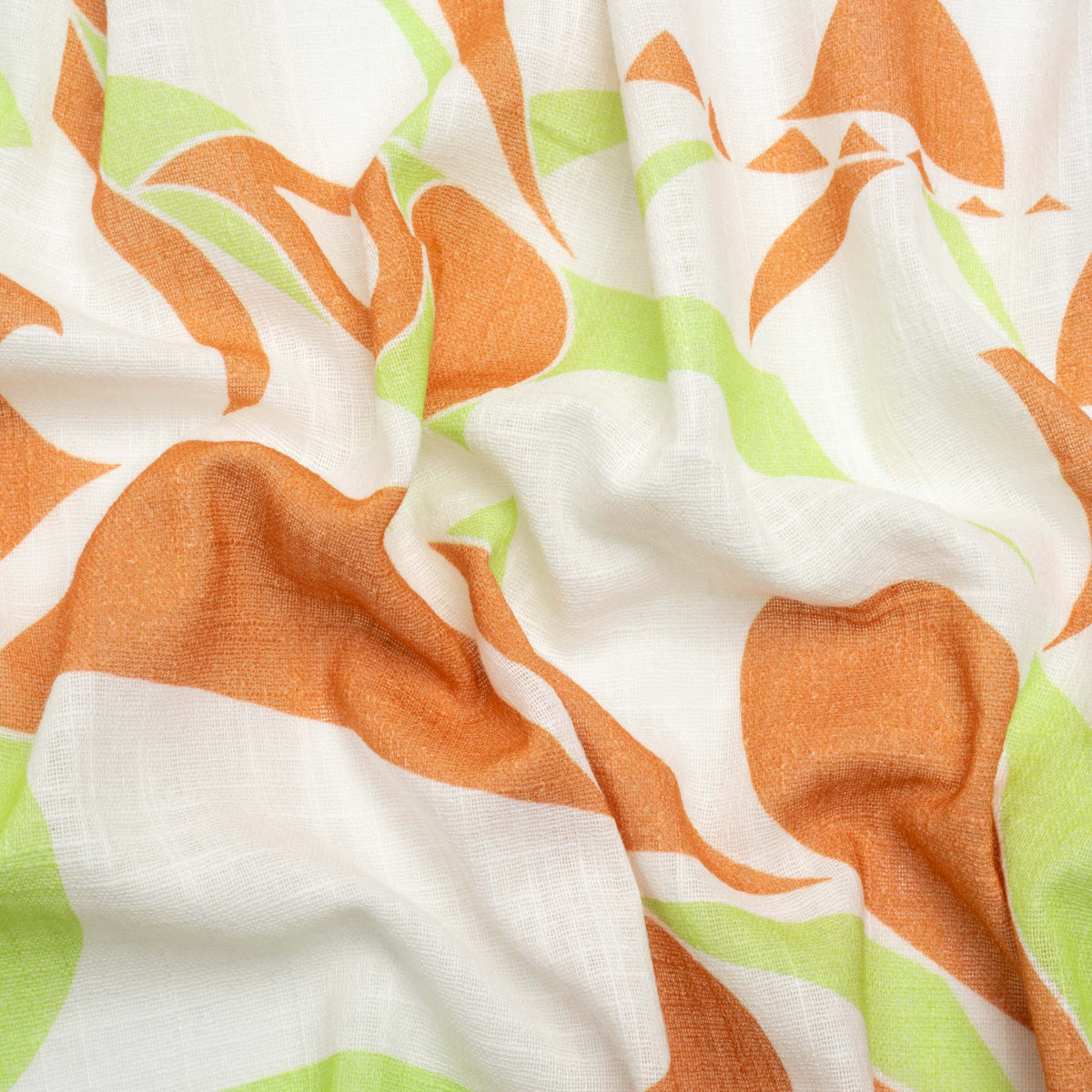 Slubbed Gauzy Cotton Woven Print - Burnt Orange, Lime and White Abstract - Mood Exclusive Circus of Clouds Slubbed Gauzy Cotton Woven Print - Burnt Orange, Lime and White Abstract - Mood Exclusive Circus of Clouds