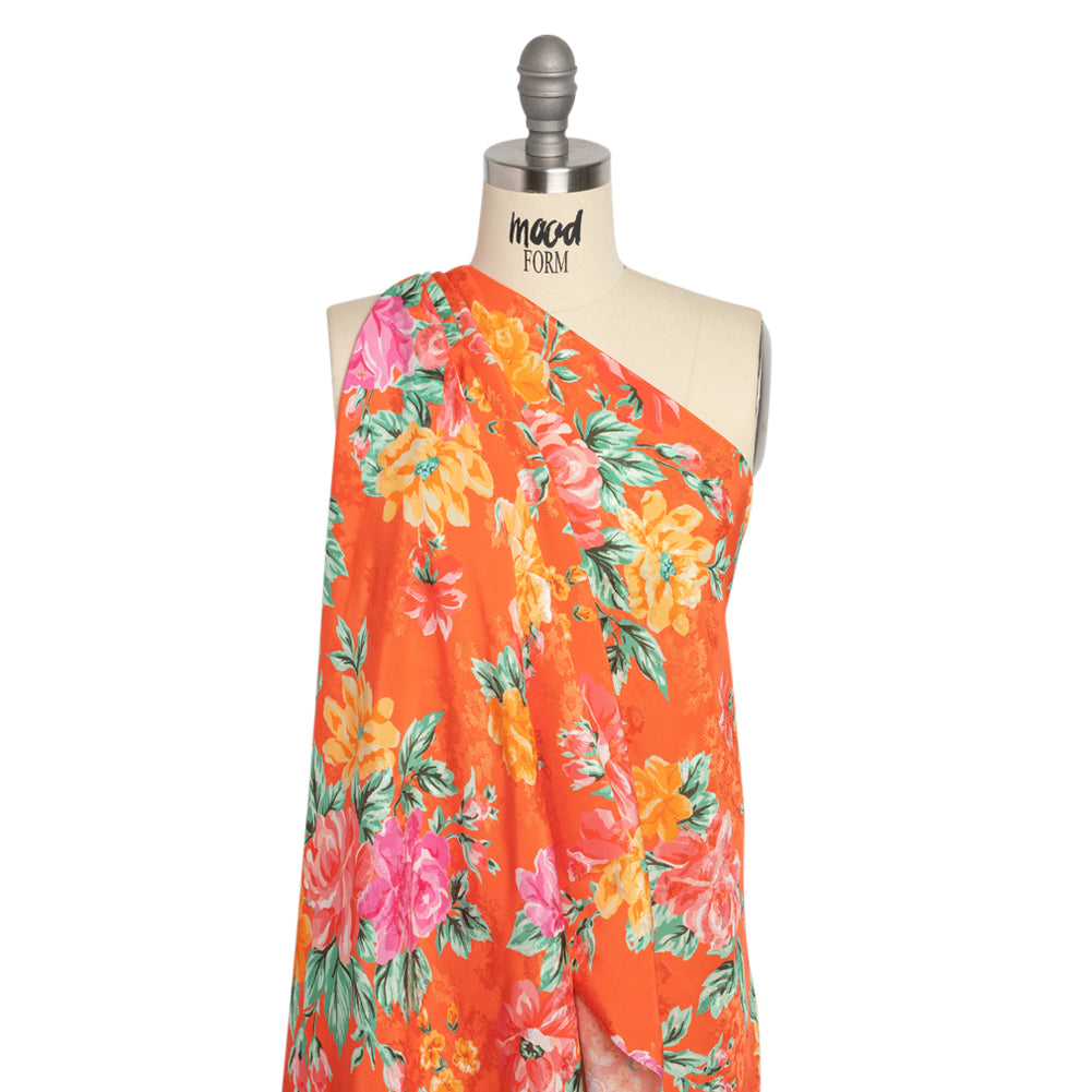 Floral Viscose Jacquard Print - Orange Floral - Mood Exclusive Downright Dalloway Detail Floral Viscose Jacquard Print - Orange Floral - Mood Exclusive Downright Dalloway Detail