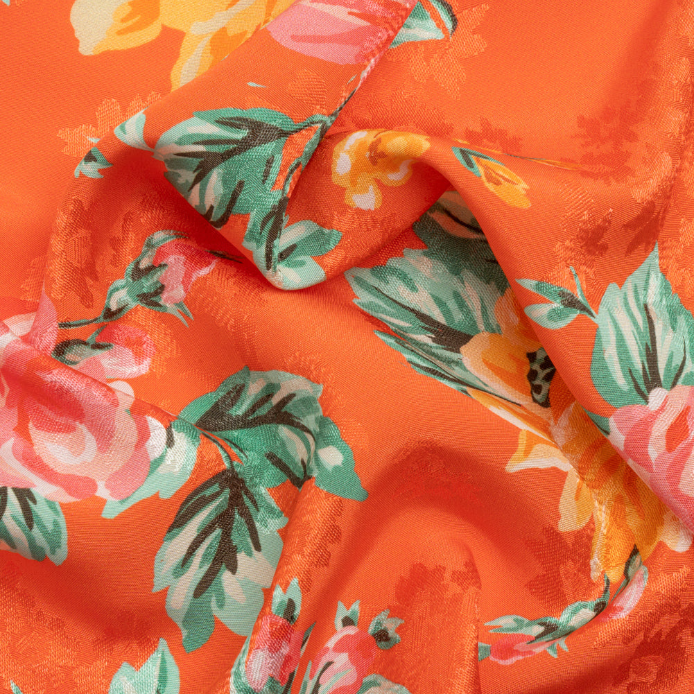 Floral Viscose Jacquard Print - Orange Floral - Mood Exclusive Downright Dalloway Floral Viscose Jacquard Print - Orange Floral - Mood Exclusive Downright Dalloway