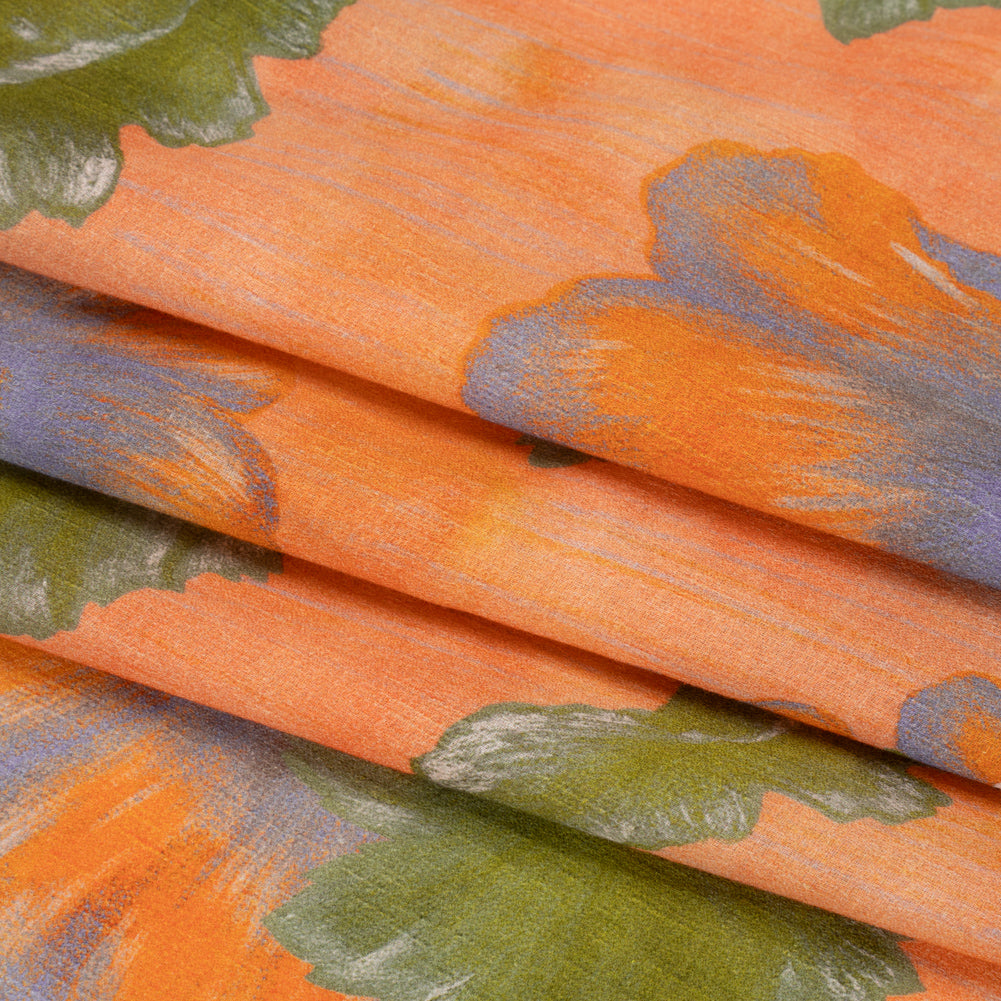 Mood Exclusive Orange Clementines and Lavender Cotton Crepe Folded Mood Exclusive Orange Clementines and Lavender Cotton Crepe Folded