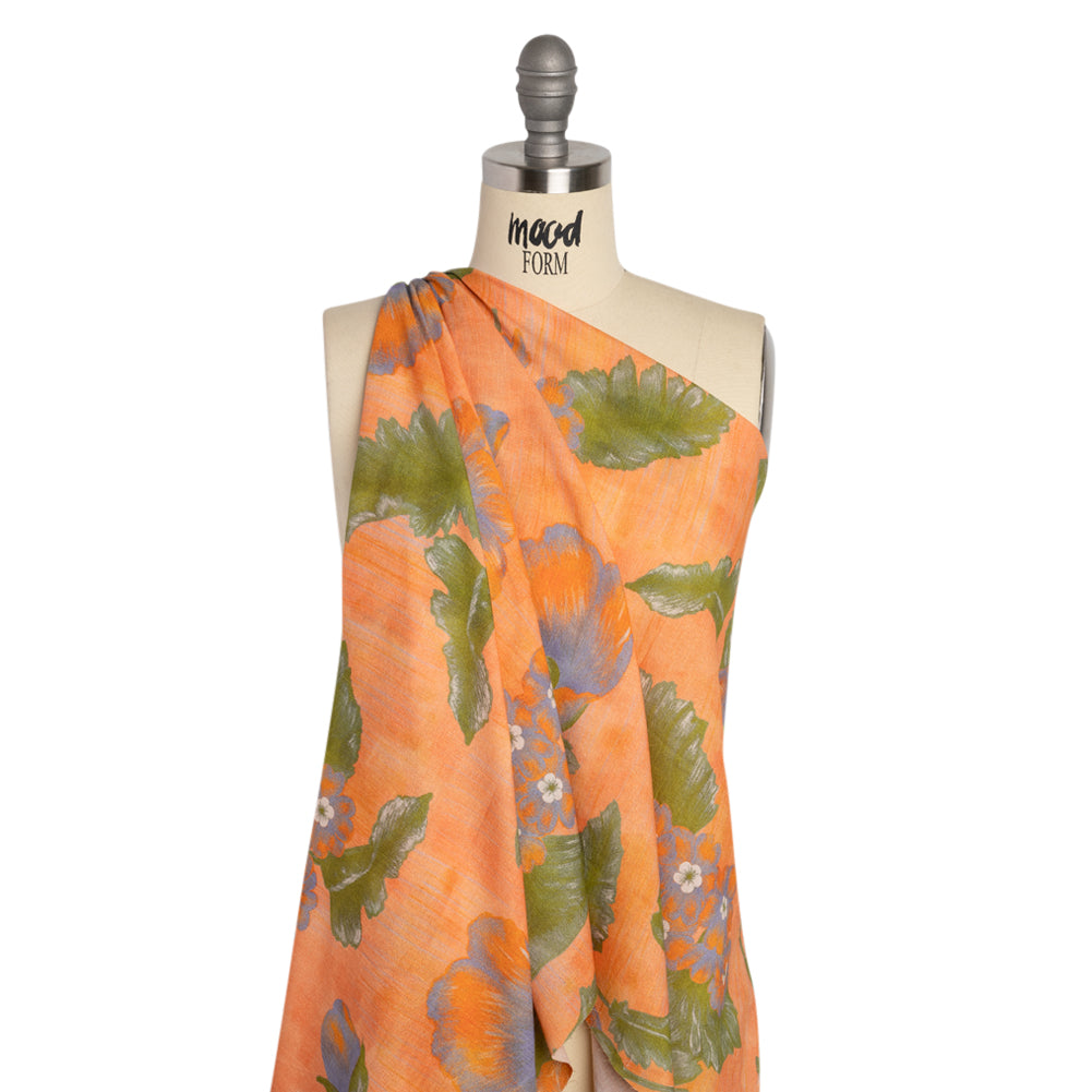 Mood Exclusive Orange Clementines and Lavender Cotton Crepe Drape Mood Exclusive Orange Clementines and Lavender Cotton Crepe Drape