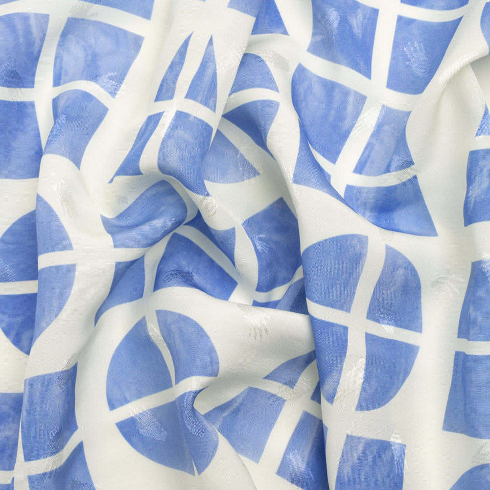 Hands Viscose Jacquard Print - Blue Divided Geometric Shapes - Mood Exclusive Elementary Views Hands Viscose Jacquard Print - Blue Divided Geometric Shapes - Mood Exclusive Elementary Views