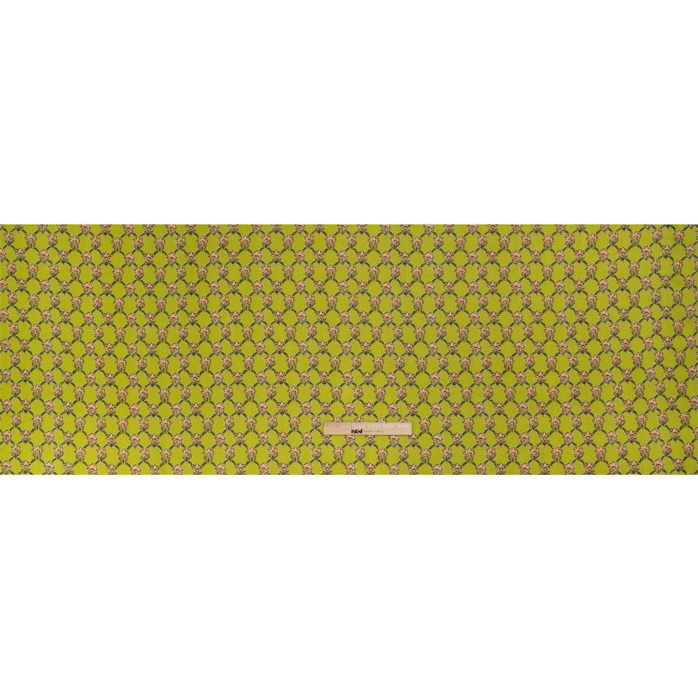 Crinkled Cotton Gauzy Woven Print - Lime Green and Pink Floral Lattice - Mood Exclusive Tulip Trellis Full Crinkled Cotton Gauzy Woven Print - Lime Green and Pink Floral Lattice - Mood Exclusive Tulip Trellis Full