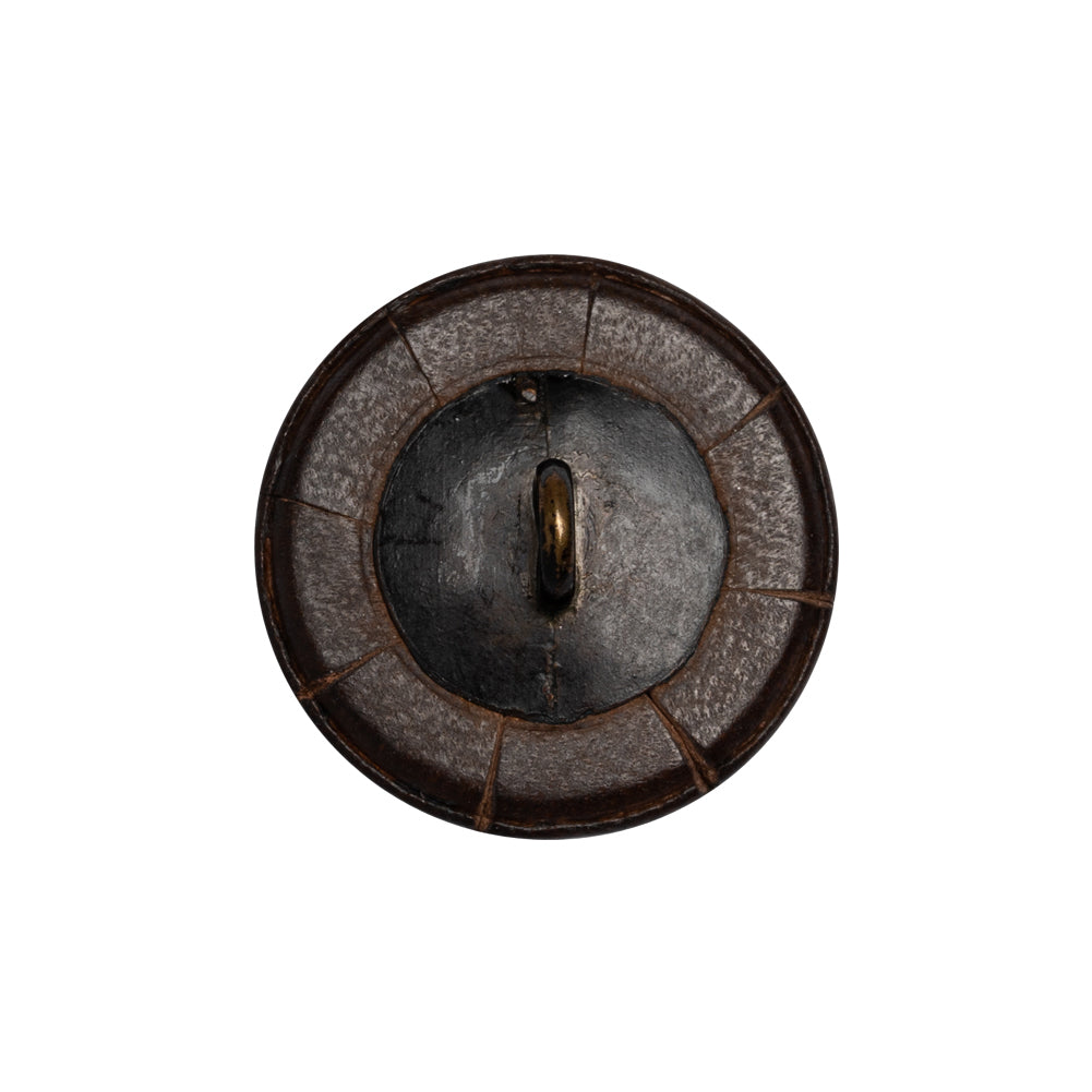 Italian Brown Flat Top Leather Shank Back Button - 36L/23mm Detail Italian Brown Flat Top Leather Shank Back Button - 36L/23mm Detail