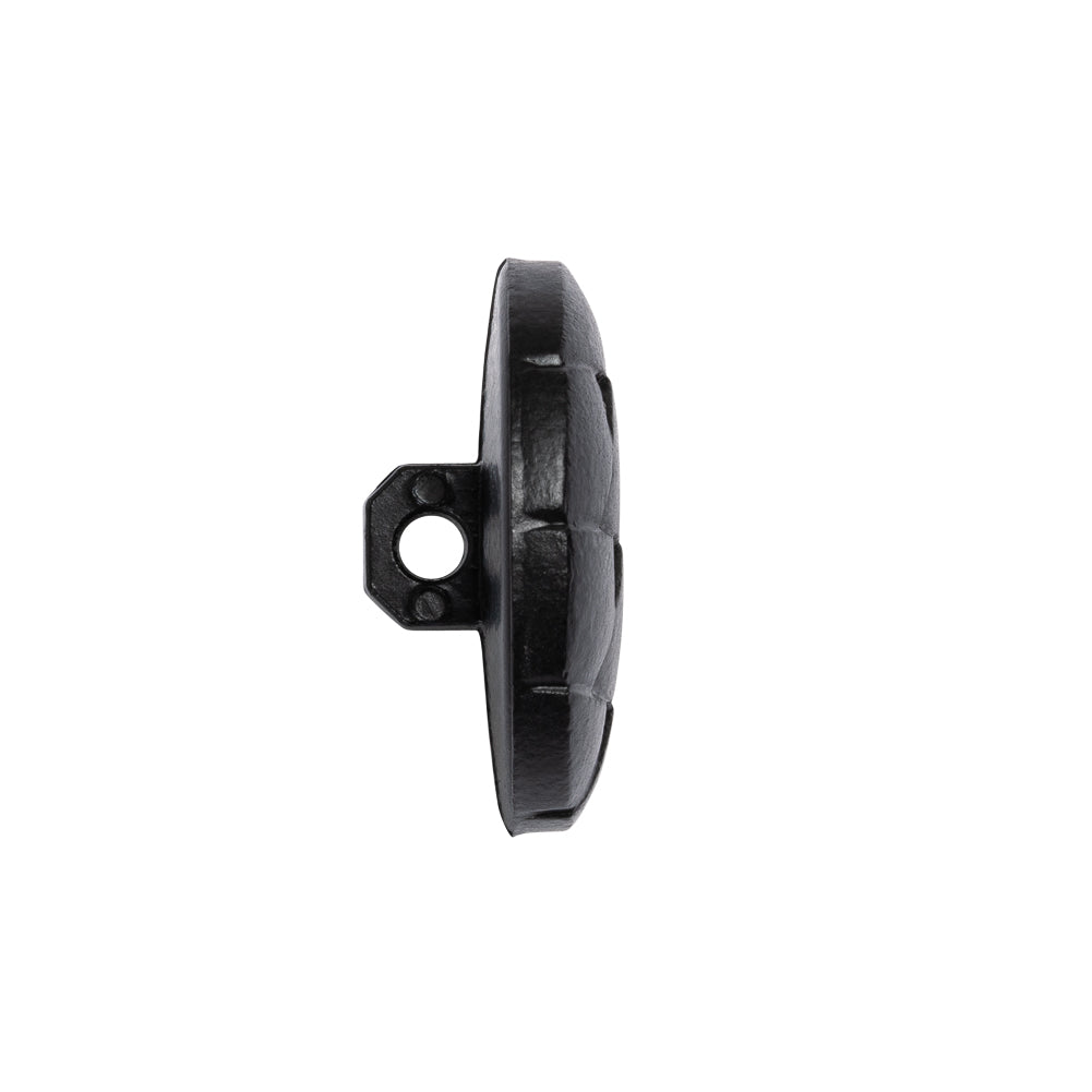 Italian Black Geometric Engraved Shank Back Plastic Button - 36L/23mm Folded Italian Black Geometric Engraved Shank Back Plastic Button - 36L/23mm Folded