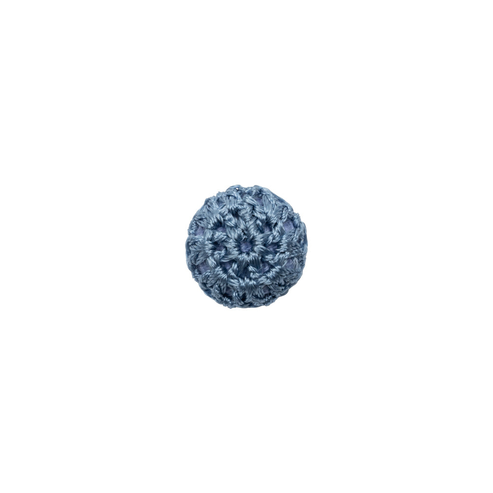 French Blue Crochet Fabric Covered Shank Back Button - 16L/10mm French Blue Crochet Fabric Covered Shank Back Button - 16L/10mm